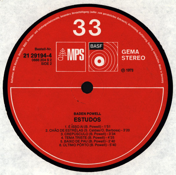 Baden Powell : Estudos (LP, Album, RE)