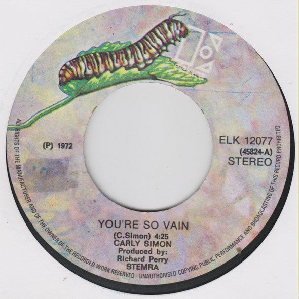 Carly Simon : You're So Vain (7", Single)