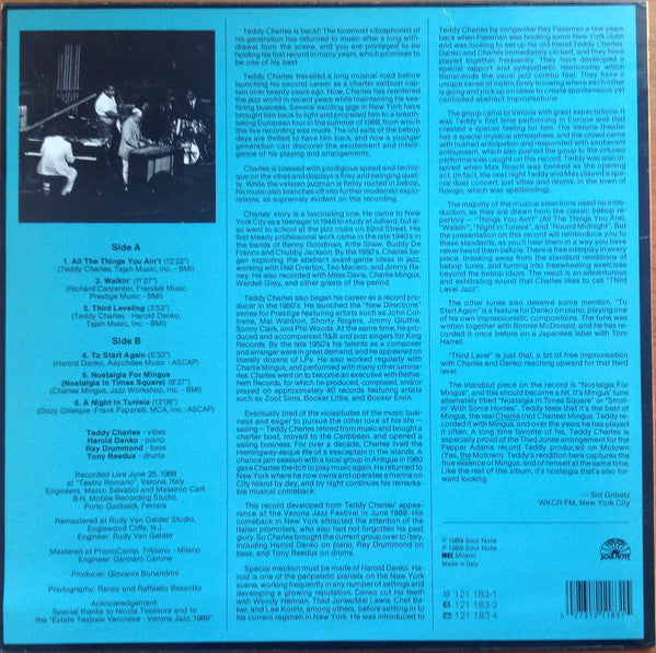 Teddy Charles Quartet : Live At The Verona Jazz Festival, 1988 (LP, Album)