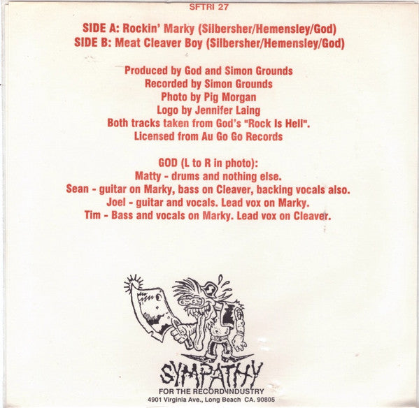 God (6) : Rockin' Marky / Meat Cleaver Boy (7", Single, Yel)