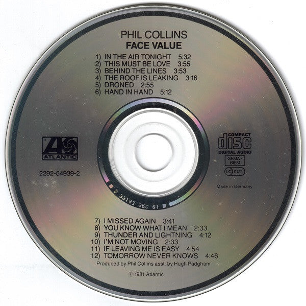 Phil Collins : Face Value (CD, Album, RE)
