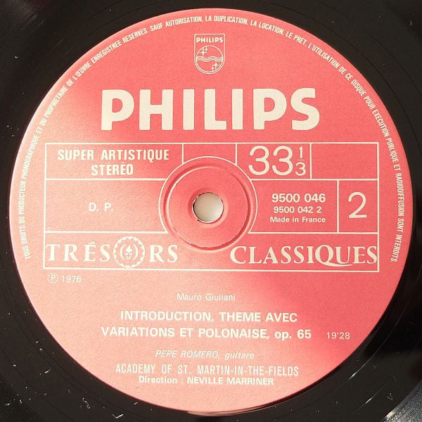 Mauro Giuliani (2) — Pepe Romero - The Academy Of St. Martin-in-the-Fields - Sir Neville Marriner : Concerto Pour Guitare - Introduction, Theme Avec Variations Et Polonaise (LP)