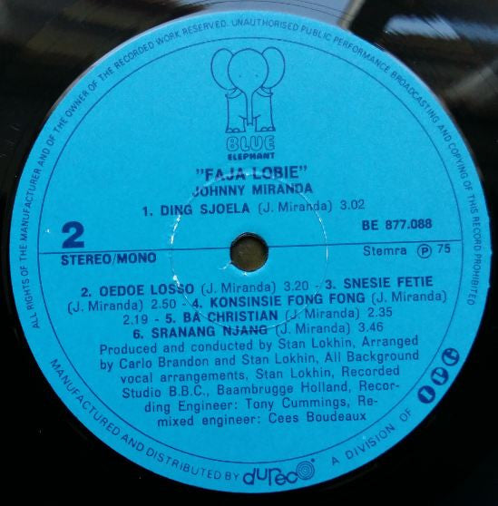 Johnny Miranda : Faja Lobie (LP, Album)