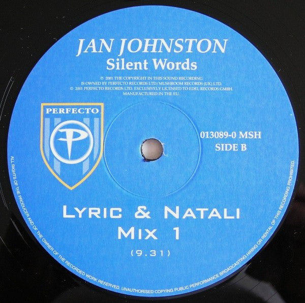 Jan Johnston : Silent Words (12")