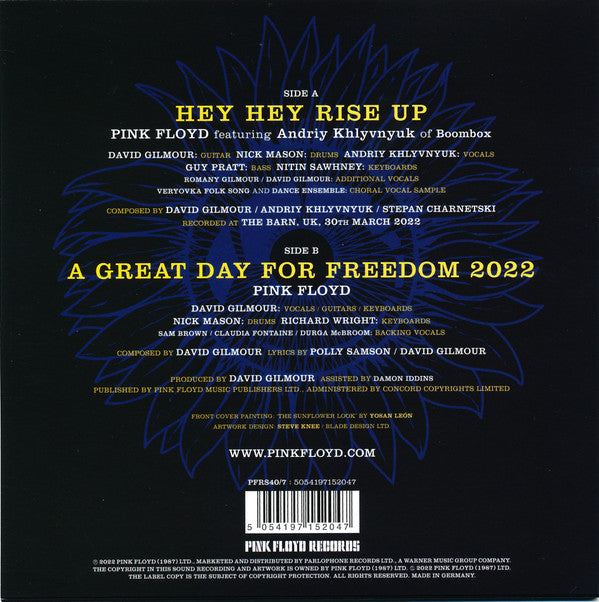 Pink Floyd Featuring Andriy Khlyvnyuk* : Hey Hey Rise Up (7", Single, Ltd)