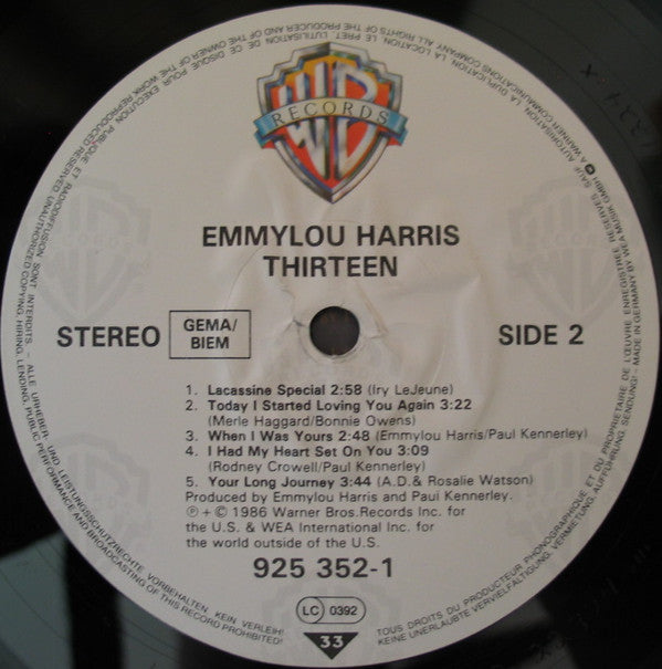 Emmylou Harris : Thirteen (LP, Album)