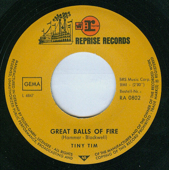 Tiny Tim : Great Balls Of Fire (7", Single)