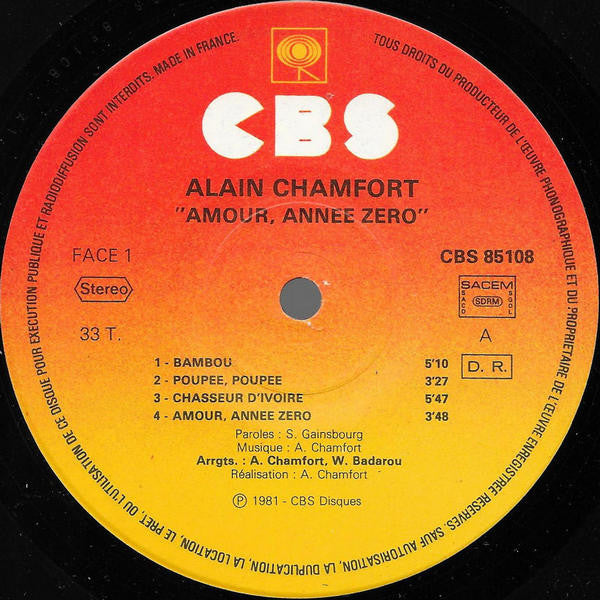 Alain Chamfort : Amour, Année Zéro (LP, Album)