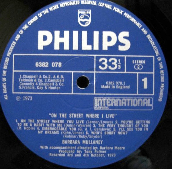 Barbara Mullaney : On The Street Where I Live (LP)