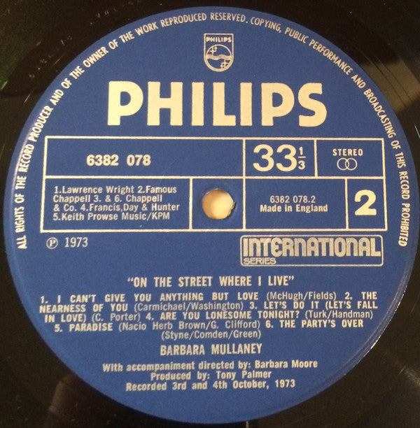 Barbara Mullaney : On The Street Where I Live (LP)