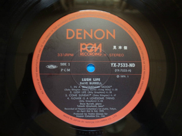 Dave Burrell : Lush Life (LP, Album)