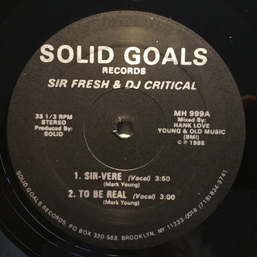 Sir Fresh & DJ Critical : Sir-Vere / To Be Real (12")