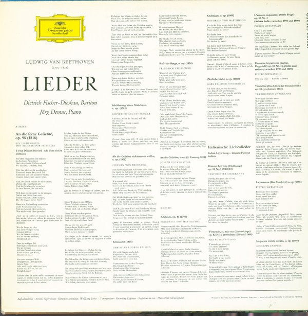 Ludwig van Beethoven, Dietrich Fischer-Dieskau, Jörg Demus : An Die Ferne Geliebte ∙ Adelaide ∙ Lieder (LP, Album)