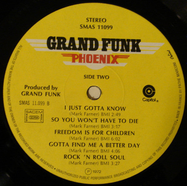 Grand Funk Railroad : Phoenix (LP, Album, Gat)