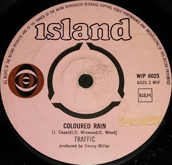 Traffic : Here We Go Round The Mulberry Bush / Coloured Rain (7", Single)