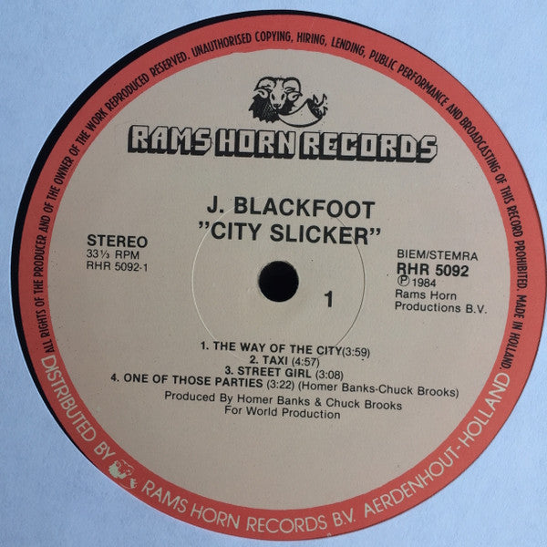 J. Blackfoot : City Slicker (LP, Album)