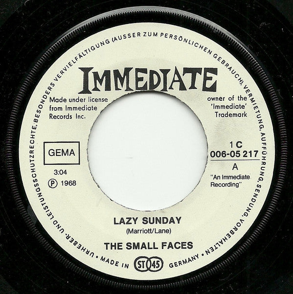 Small Faces : Lazy Sunday / Tin Soldier (7", RE)