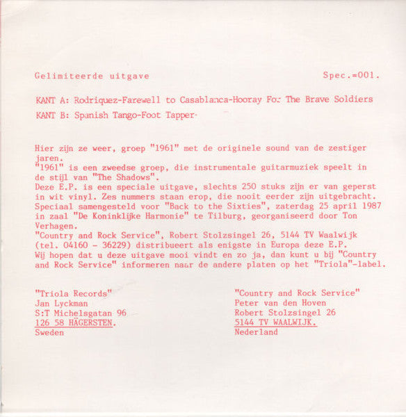 1961 : Proudly Presents: (7", EP, Ltd, Cle)