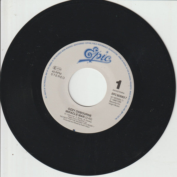 Ozzy Osbourne : Miracle Man (7", Single)