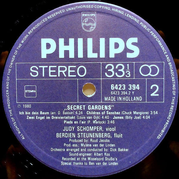 Judy Schomper, Berdien Steunenberg : Secret Gardens (LP, Album)