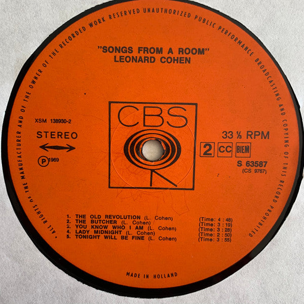 Leonard Cohen : Songs From A Room (LP, Album)