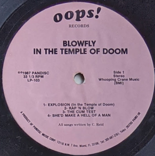 Blowfly : Blowfly In The Temple Of Doom (LP, Album, Pin)