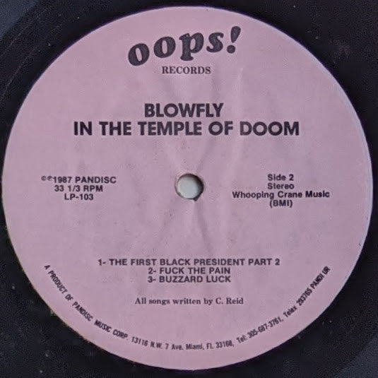 Blowfly : Blowfly In The Temple Of Doom (LP, Album, Pin)