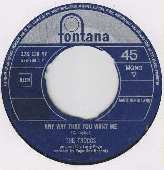 The Troggs : Any Way That You Want Me / Cousin Jane (7", Single, Mono)