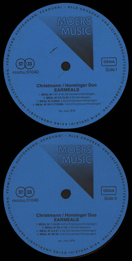 Honsinger / Christmann Duo : Earmeals (LP, Album)