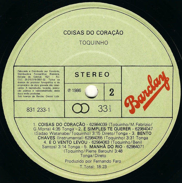 Toquinho : Coisas Do Coração (LP, Album)