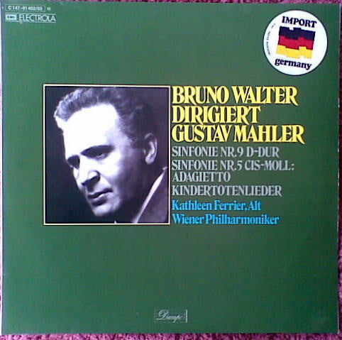 Gustav Mahler - Bruno Walter, Kathleen Ferrier, Wiener Philharmoniker : Bruno Walter Dirigiert Gustav Mahler - Sinfonie Nr.9 D-Dur . Sinfonie Nr.5 Cis-moll: Adagietto . Kindertotenlieder (2xLP, Comp)