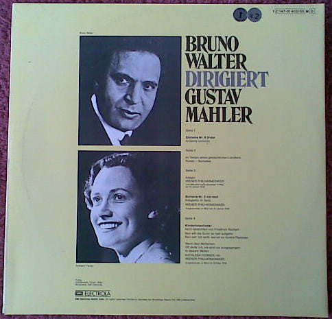 Gustav Mahler - Bruno Walter, Kathleen Ferrier, Wiener Philharmoniker : Bruno Walter Dirigiert Gustav Mahler - Sinfonie Nr.9 D-Dur . Sinfonie Nr.5 Cis-moll: Adagietto . Kindertotenlieder (2xLP, Comp)