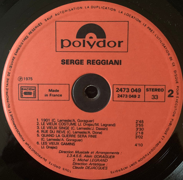 Serge Reggiani : Serge Reggiani (LP, RE, Gat)