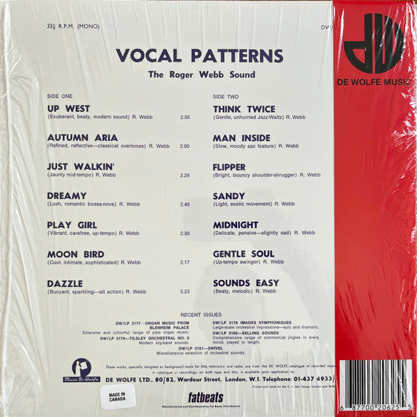 The Roger Webb Sound : Vocal Patterns (LP, Album, RE)