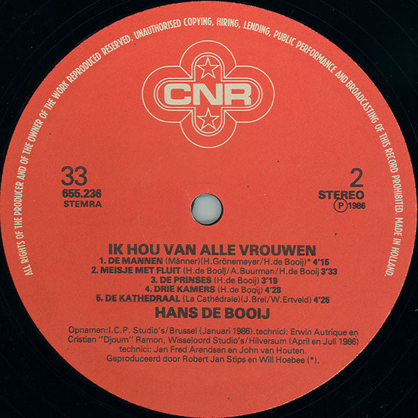 Hans de Booij* : Ik Hou Van Alle Vrouwen (LP, Album)