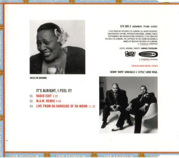 Nuyorican Soul Featuring Jocelyn Brown : It's Alright, I Feel It! (CD, Maxi)