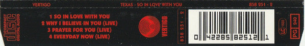 Texas : So In Love With You (CD, Single)