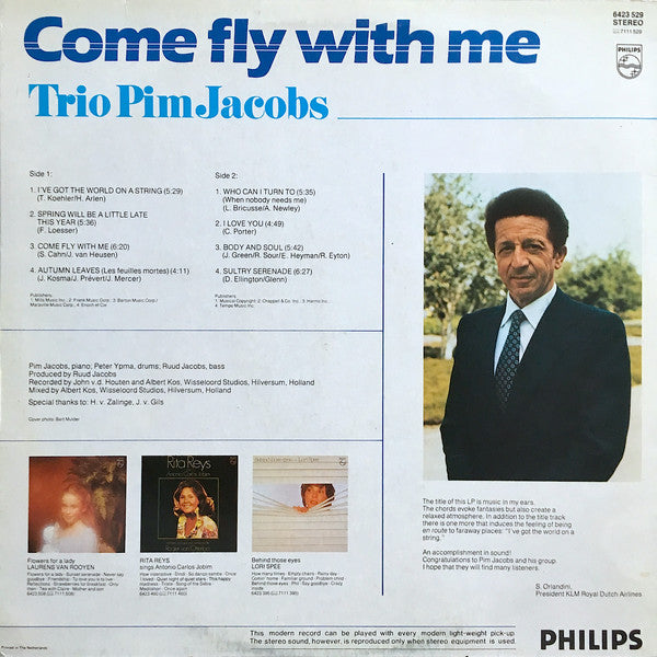 The Pim Jacobs Trio : Come Fly With Me (LP, Album)