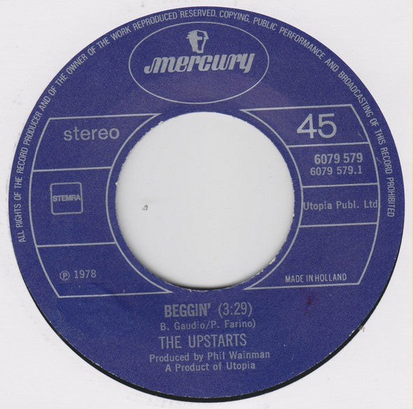 The Upstarts (5) : Beggin' (7", Single)