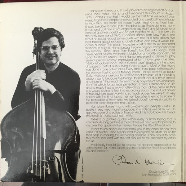 Charlie Haden / Hampton Hawes : As Long As There's Music (LP, Album, Gat)