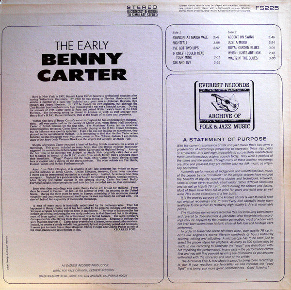 Benny Carter : The Early Benny Carter (LP, Comp)