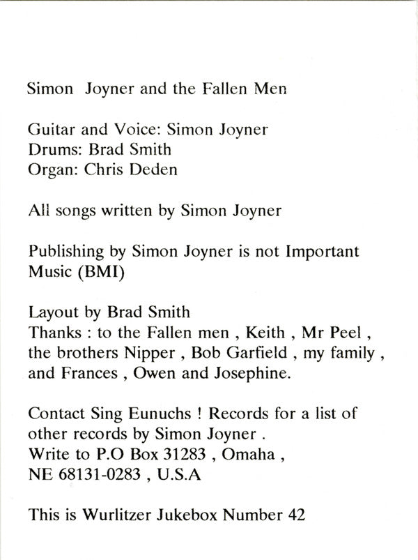 Simon Joyner & The Fallen Men : One For The Catholic Girls (7", Ltd)