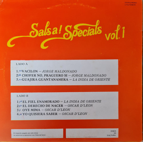 Various : Salsa Specials Vol. 1 (LP, Comp)