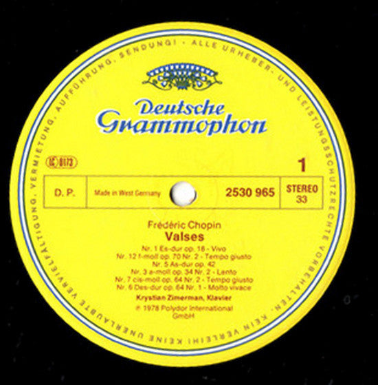 Frédéric Chopin - Krystian Zimerman : 14 Walzer · Waltzes (LP)