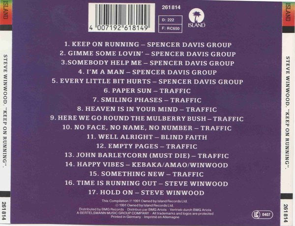 Steve Winwood : Keep On Running (CD, Comp, RM)