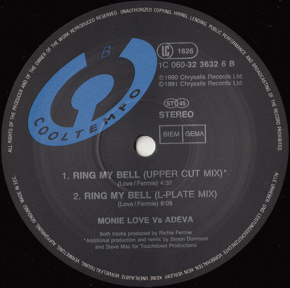 Monie Love Vs Adeva : Ring My Bell (12")
