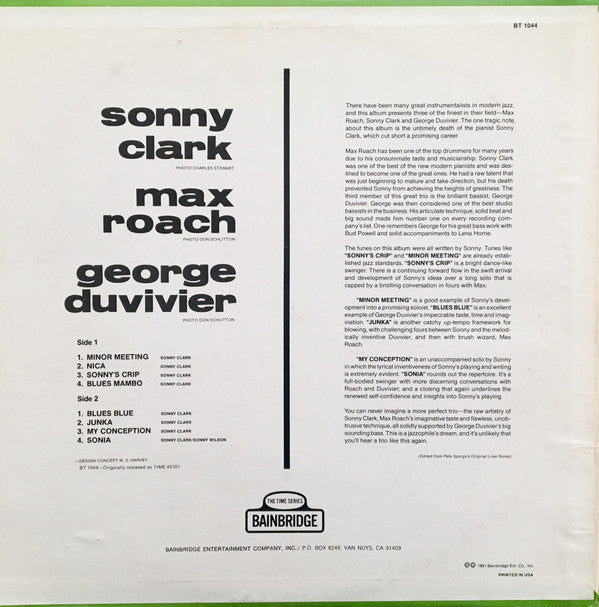 Max Roach | George Duvivier | Sonny Clark : Max Roach | George Duvivier | Sonny Clark (LP, Album, RE)