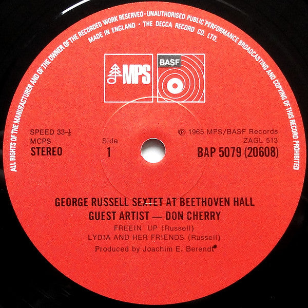 The George Russell Sextet Guest Artist - Don Cherry : At Beethoven Hall (LP, Album)