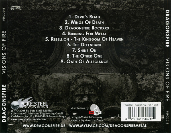 Dragonsfire : Visions Of Fire (CD, Album)