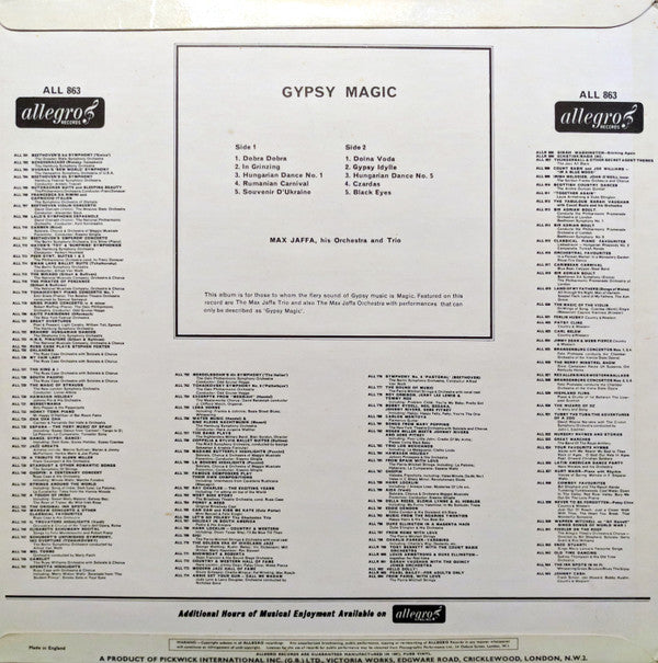 Max Jaffa, The Max Jaffa Orchestra And The Max Jaffa Trio : Gypsy Magic (LP, Mono)